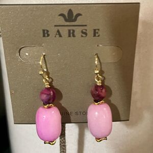 Studio Barse Pink and Purple agate & Jade, Earrings with Gold Accents #BRER